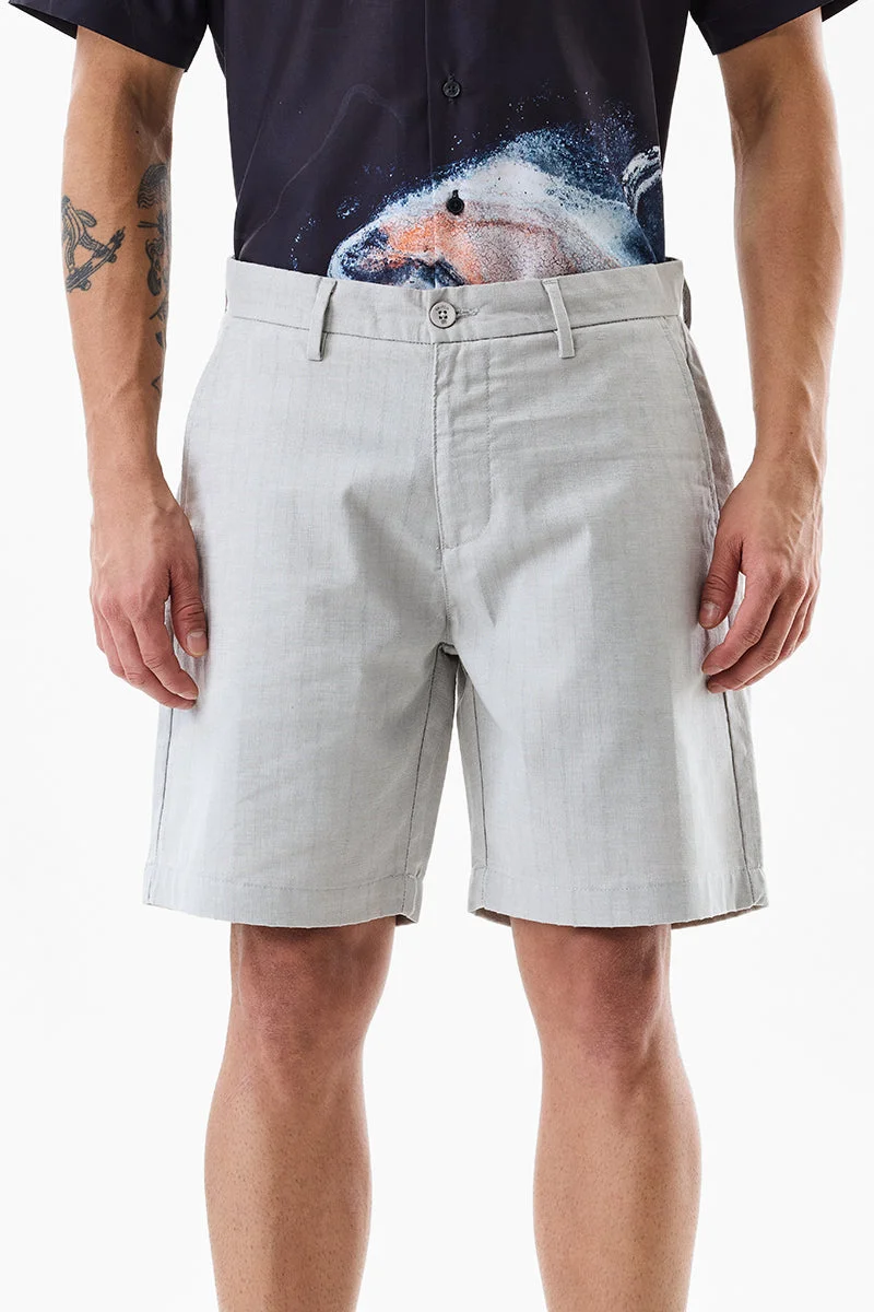 SNITCH Grey Regular Fit Striped Light Grey Shorts for Men | Best Price UAE